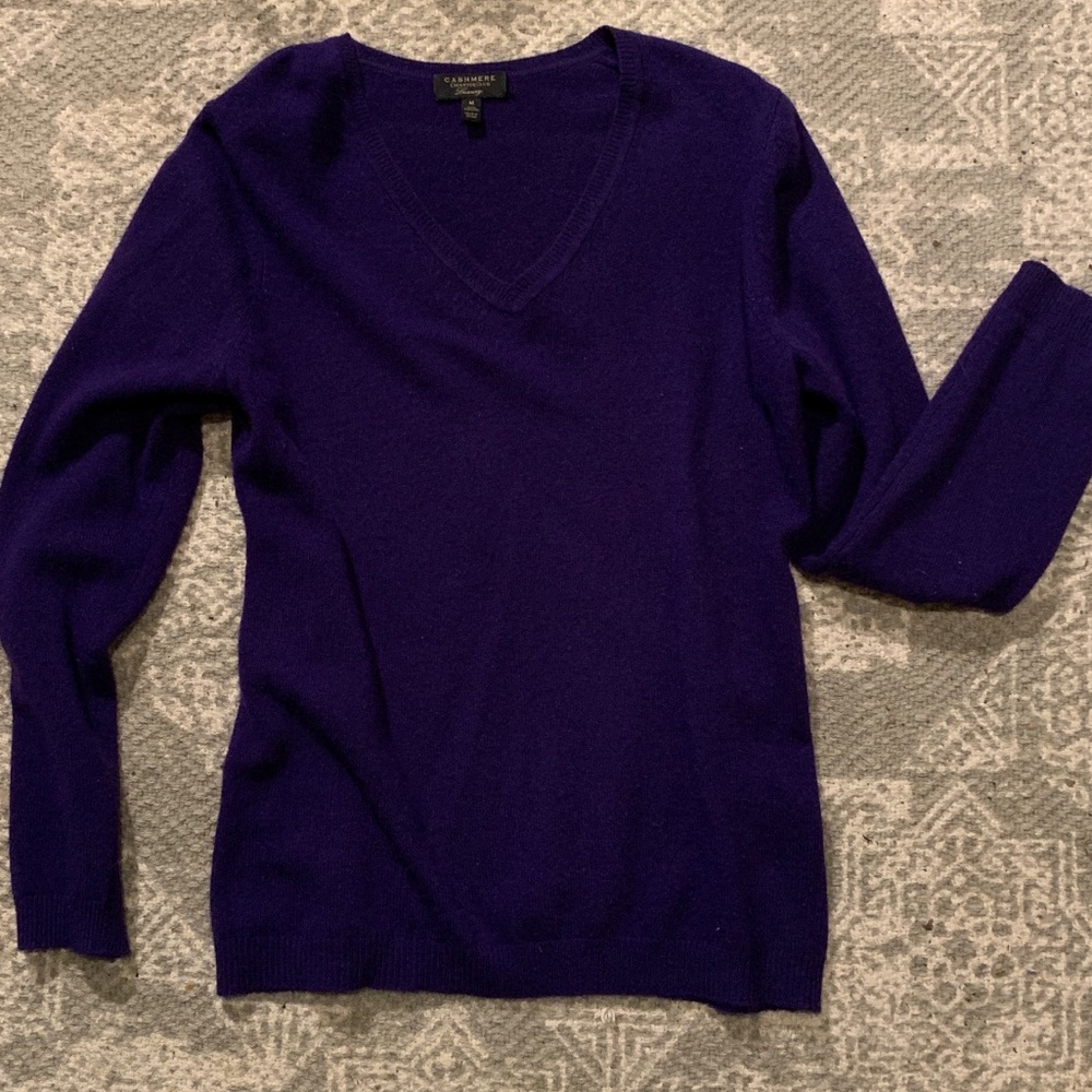 Charter Club Cashmere V-neck Deep Purple Medium